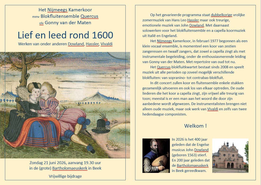 Het Nijmeegs kamerkoor – Lief en Leed rond 1600